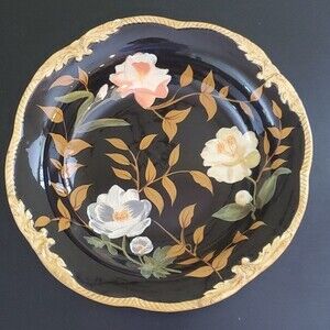 Raymond Waites Crimson Garden by Certified Int Corp Platter Black Floral Bowl